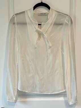 Quiet Luxury Feminine Shaina Mote 100% Cupra blouse Women’s size 8 Minimalist